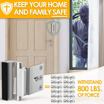 2 Pack Home Security Door Lock Withstand 800 lbs for Inward Swinging Door,Reinforcement Lock with 8 Screws to Prevent Unauthorized Entry
