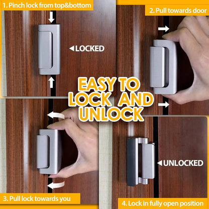 2 Pack Home Security Door Lock Withstand 800 lbs for Inward Swinging Door,Reinforcement Lock with 8 Screws to Prevent Unauthorized Entry