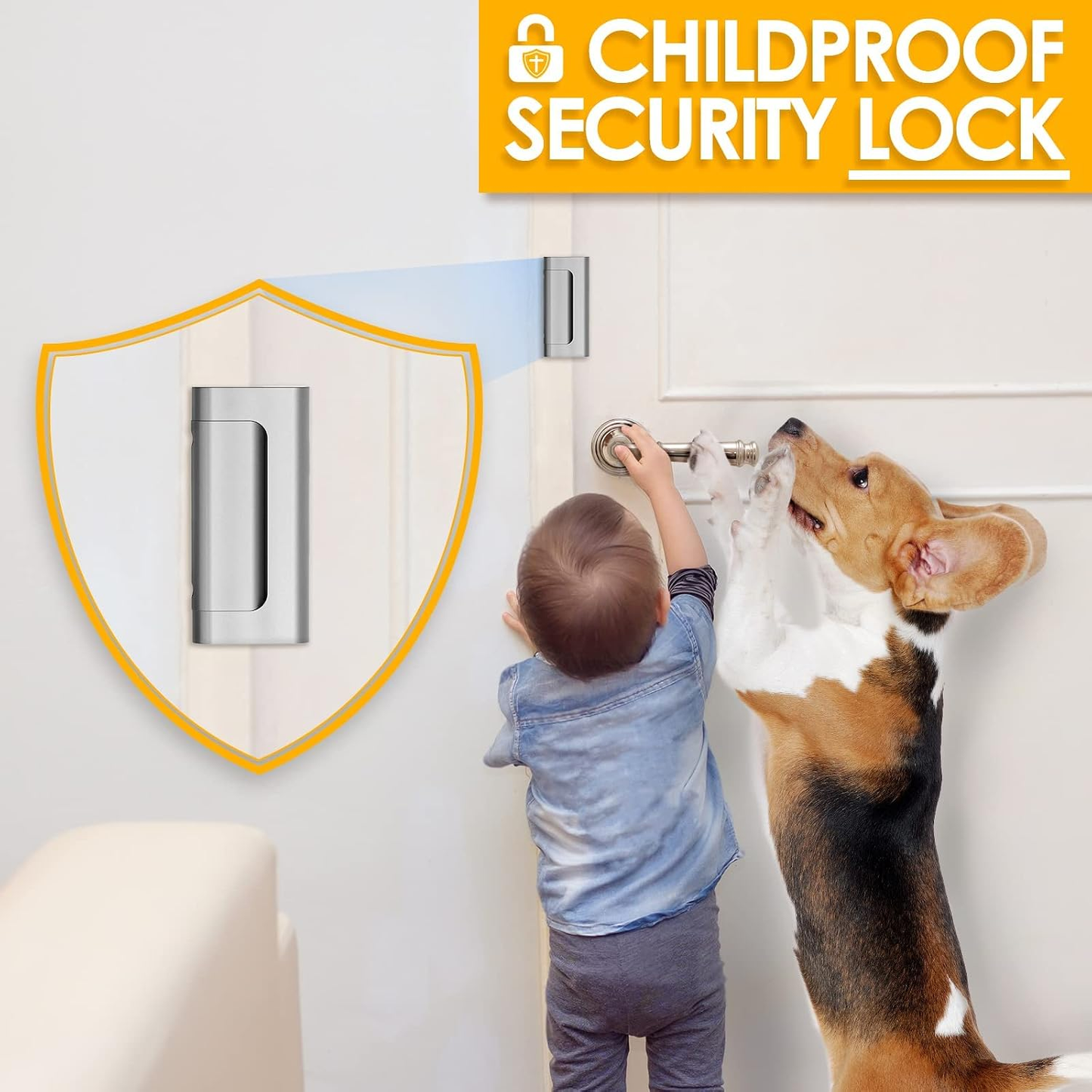 2 Pack Home Security Door Lock Withstand 800 lbs for Inward Swinging Door,Reinforcement Lock with 8 Screws to Prevent Unauthorized Entry